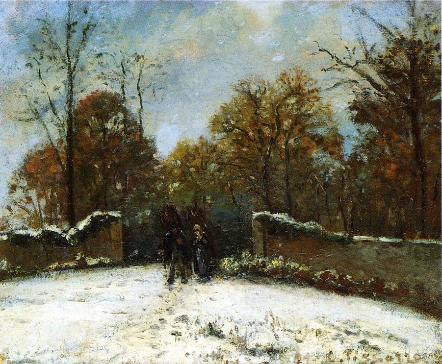 Entering the Forest of Marly (Snow Effect) by Camille Pissarro