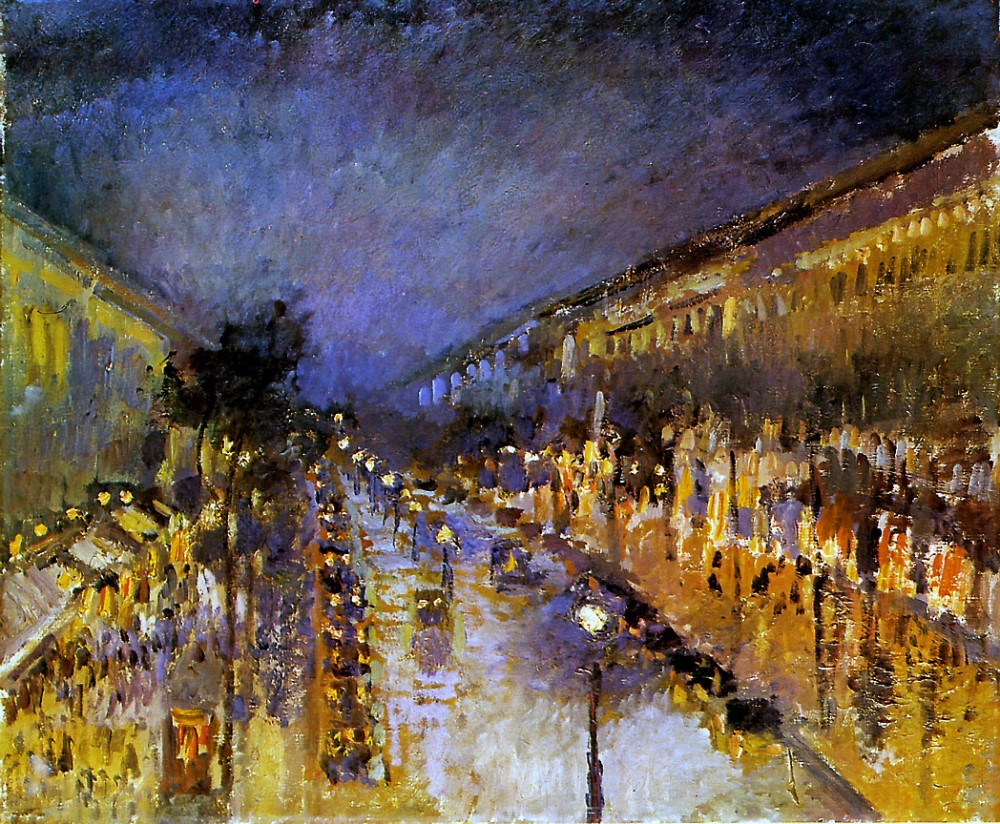 Boulevard Montmartre at Night Sun by Camille Pissarro