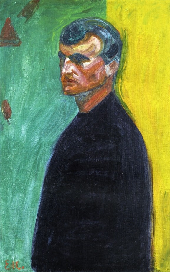 Self Portrait, Against Two Coloured Background by Edvard Munch