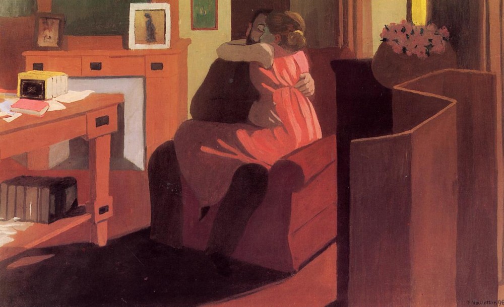 Intimacy aka Interior with Couple and Screen by Félix Edouard Vallotton